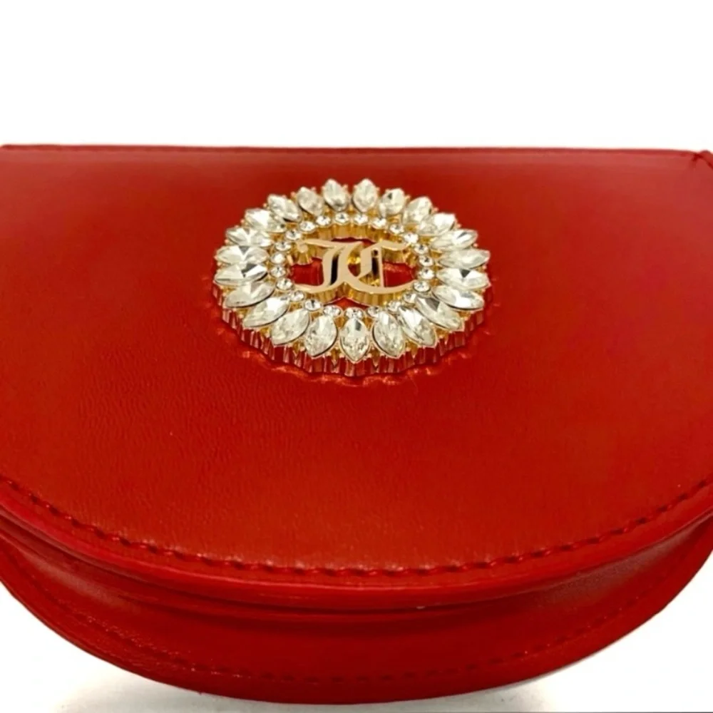 JUICY COUTURE Red Gold Diamond Studded Logo Belt Waist Bag Gift Box NWT